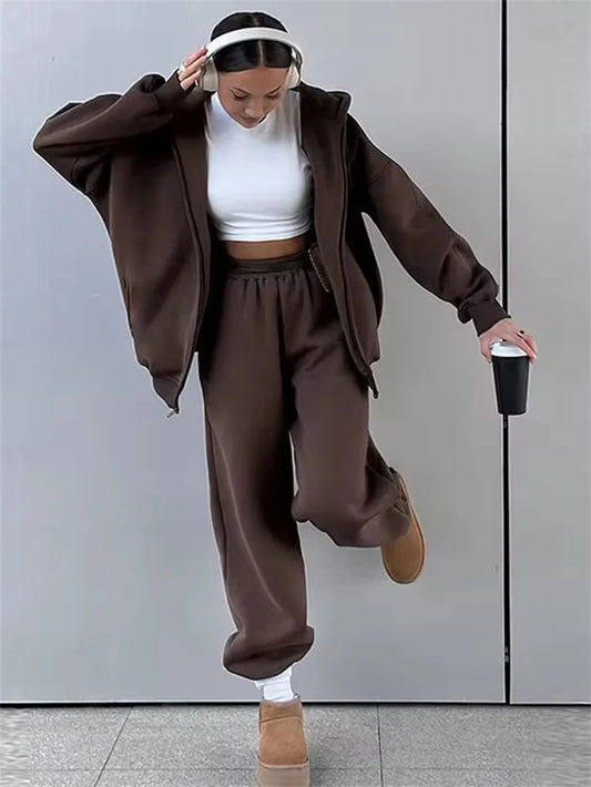 M&T Wear - Fashion Casual Women Tracksuit Set Hooded Sweatshirt Two Piece Sets 2025 Sport Outfit Loose Elastic-waist Running Trousers Femal