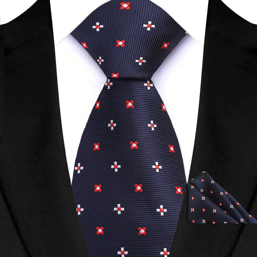 M&T Wear - Luxury Navy Solid 8cm NeckTie & Pocket Square Set