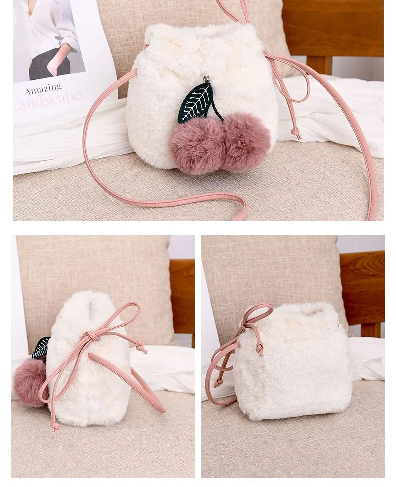 M&T Wear – Women’s Faux Fur Crossbody Bag | Cute Plush String Shoulder Purse