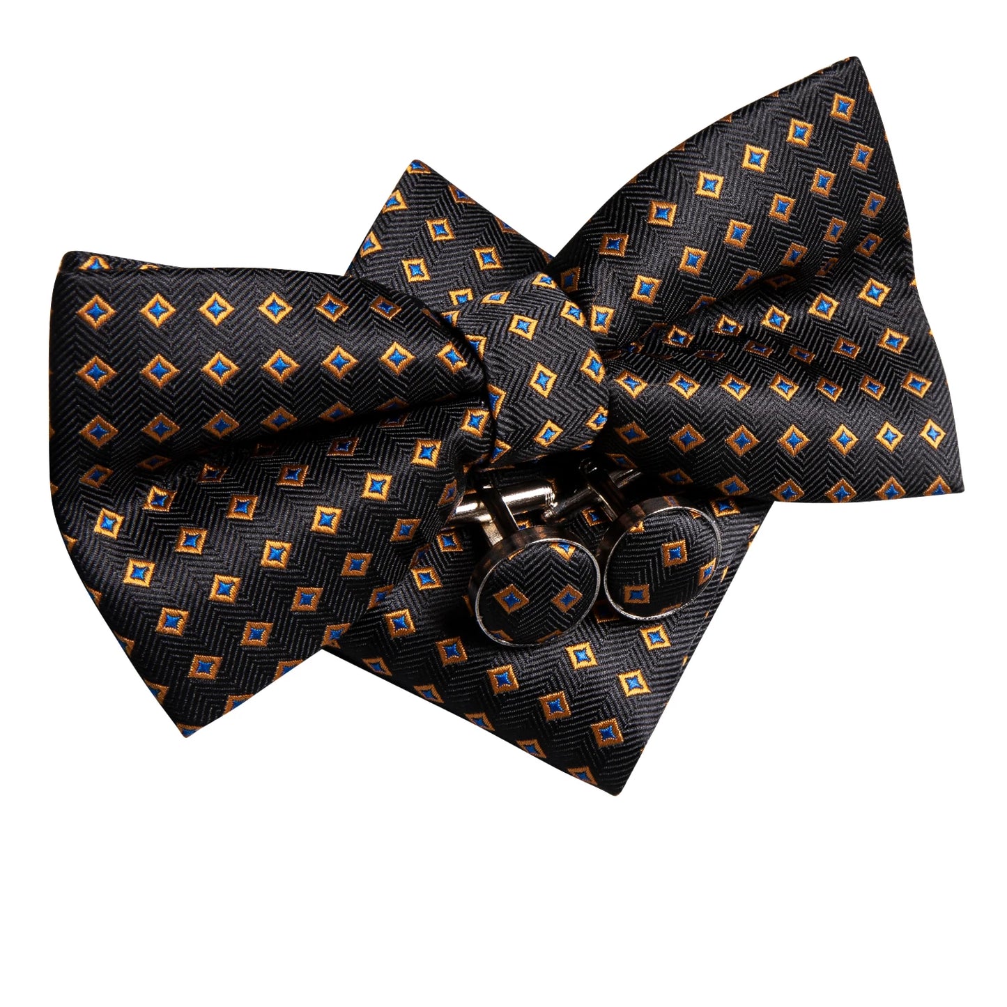 Hi-Tie 60 Color Classic Bow Ties for Men Silk Butterfly Pre-Tied Male Bowtie Pocket Square Cufflinks Set Jacquard Paisley Floral