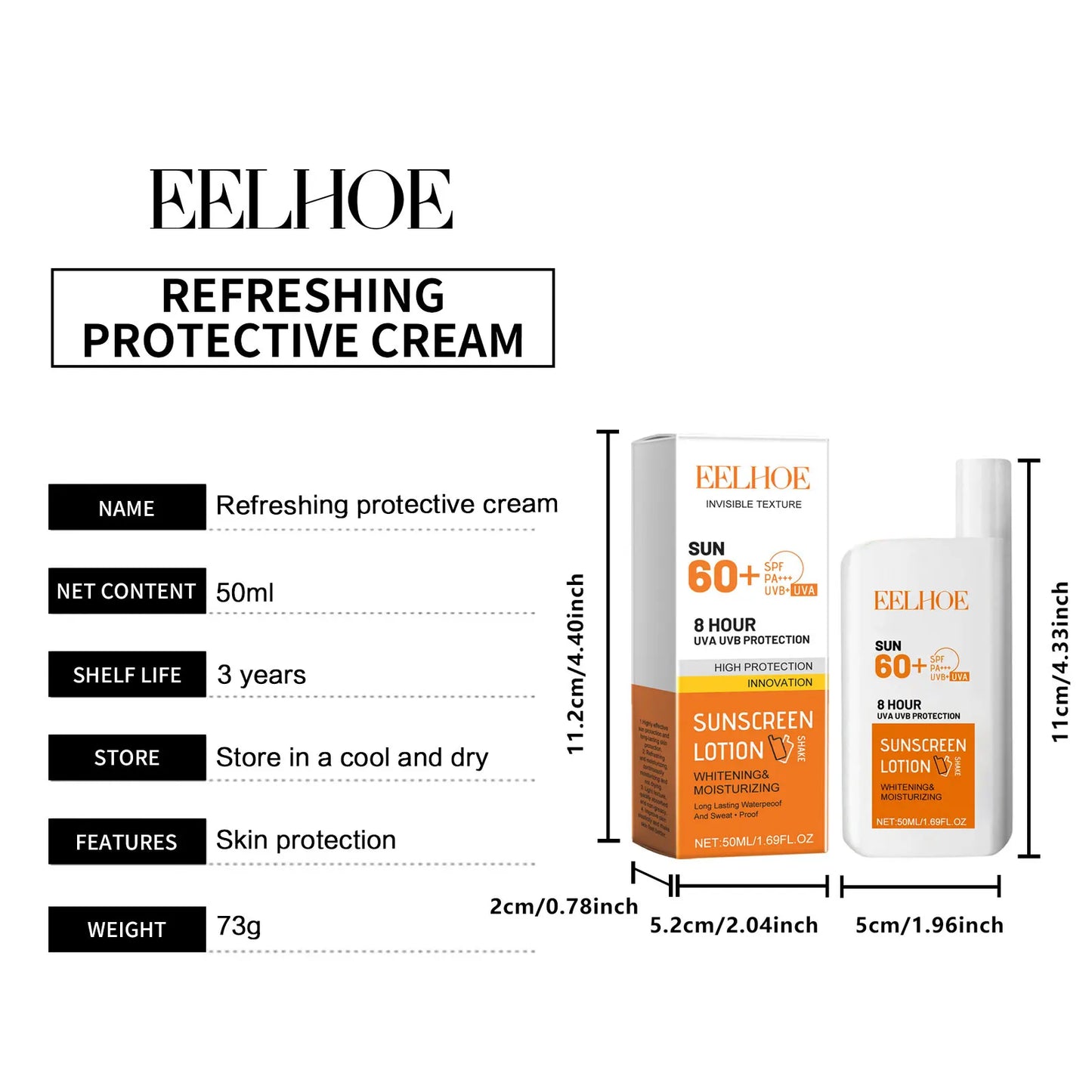 Sunscreen Cream Spf 60+ Long Lasting Uv Protection Facial Sun Block Refreshing Moisturizing Isolation Lotion Skin Care Products