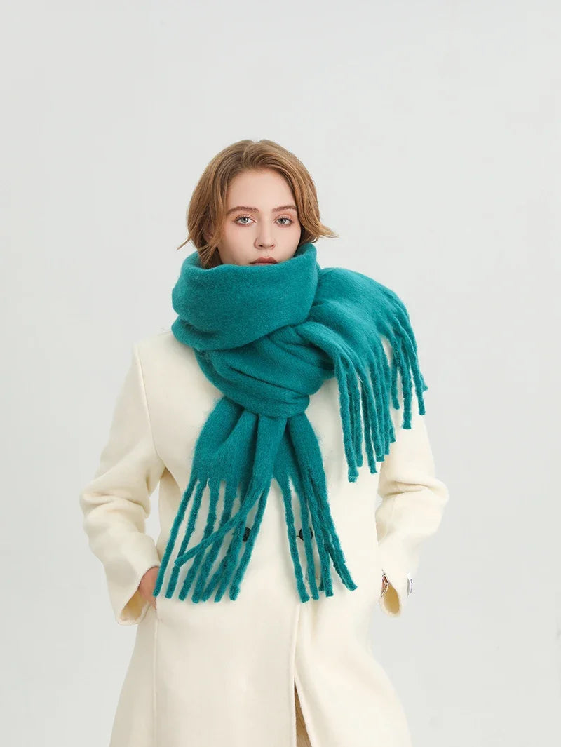 M&T Wear - Winter Scarf for Women Cashmere Warm Solid Pashmina Blanket Wraps Female Thick Soft Bufanda Big Tassel Shawl Long Poncho Echarpe
