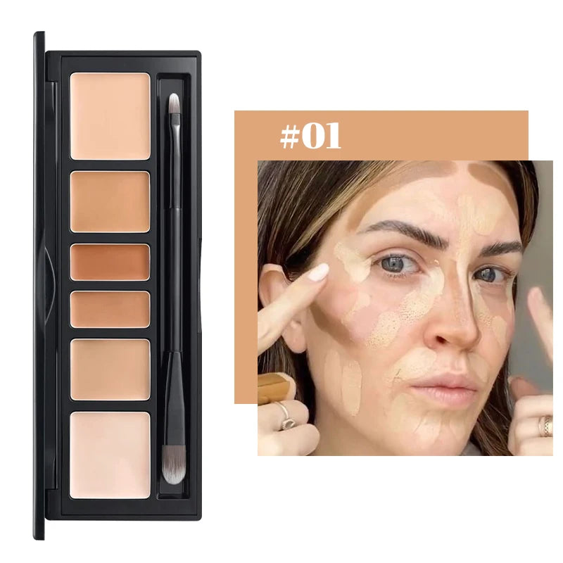 M&T Wear – 6-Color Full Coverage Concealer Palette with Brush