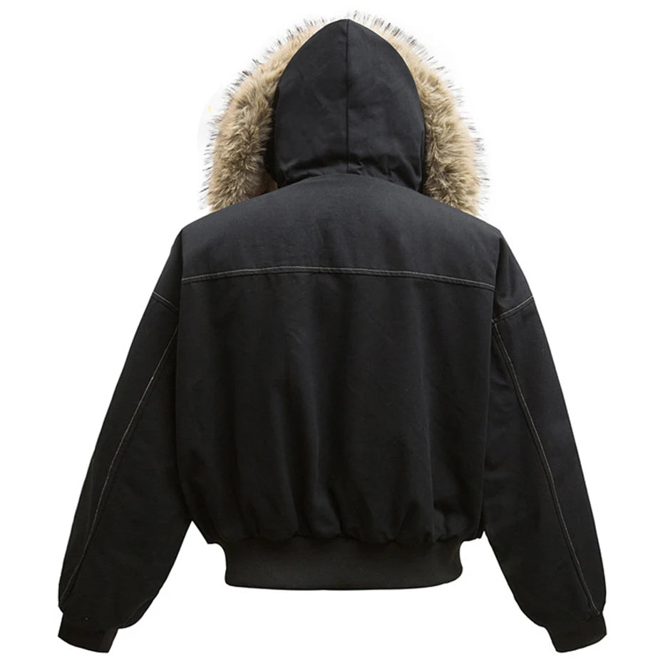 M&T Wear - Winter Jackets Fur Collar Parkas Coat Men Vintage Thicken Fleece Warm Jackets Streetwear Harajuku Hip Hop Padded Jackets Outwear