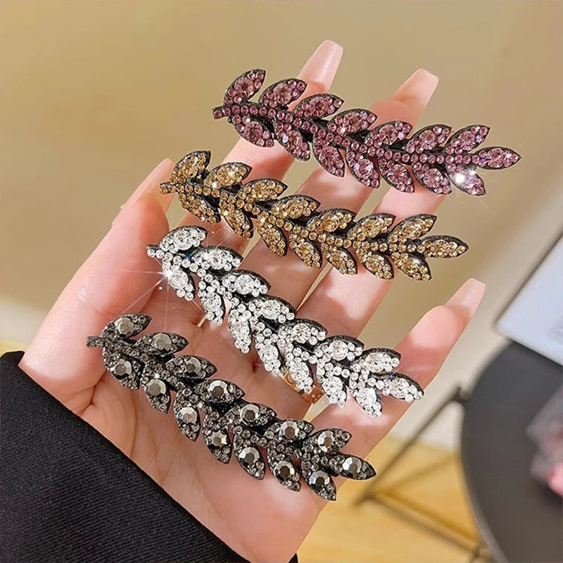 M&T Wear - Elegant Sparkling Wheat Hair Clips 2/4pcs Rhinestone Hair Accessories