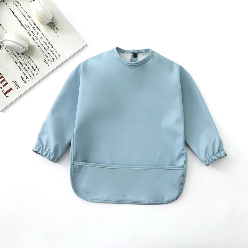 M&T Wear - Kids Baby Feeding Bibs Waterproof Long Sleeve Apron with Pocket Toddler Burp Cloth Boys Girls Anti-dirty Art Smock Baby Stuff