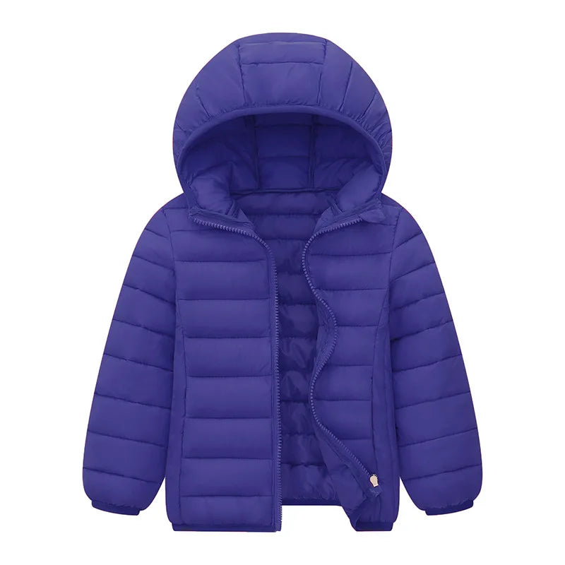 M&T Wear - Kids Down Jackets For 3-14 Years Autumn Winter Boys Girls Warm Solid Down Coats Teens Hooded Zipper Outerwear Children Clothing