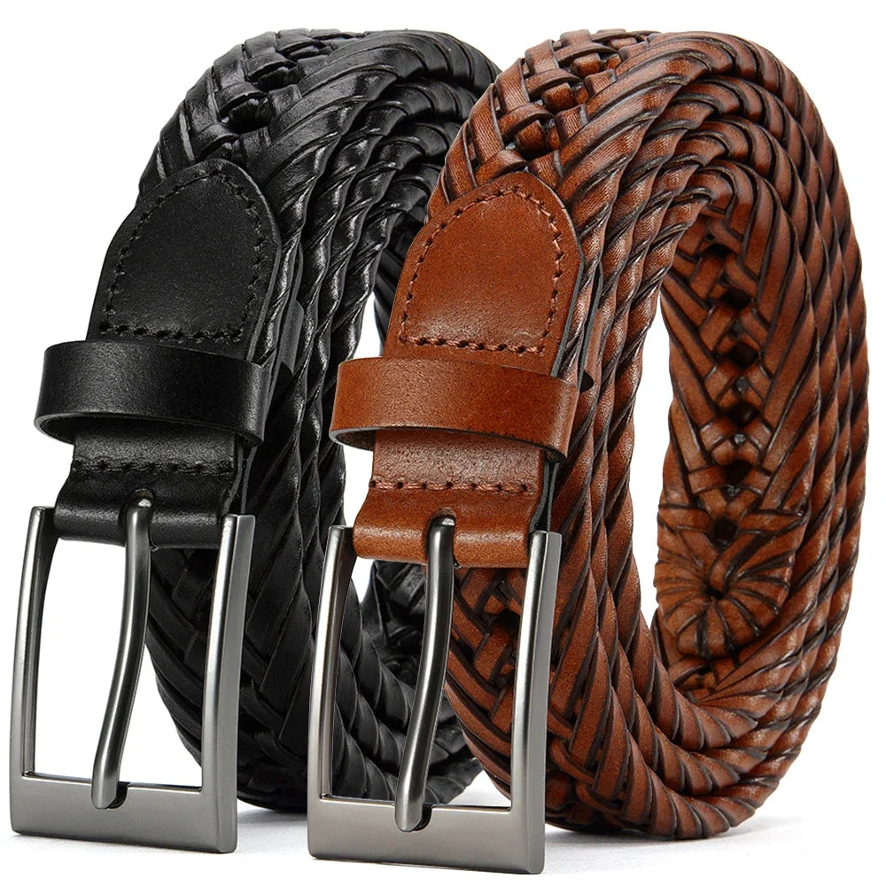 M&T Wear - Braided 100% Genuine Leather Pin/Automatic Belt
