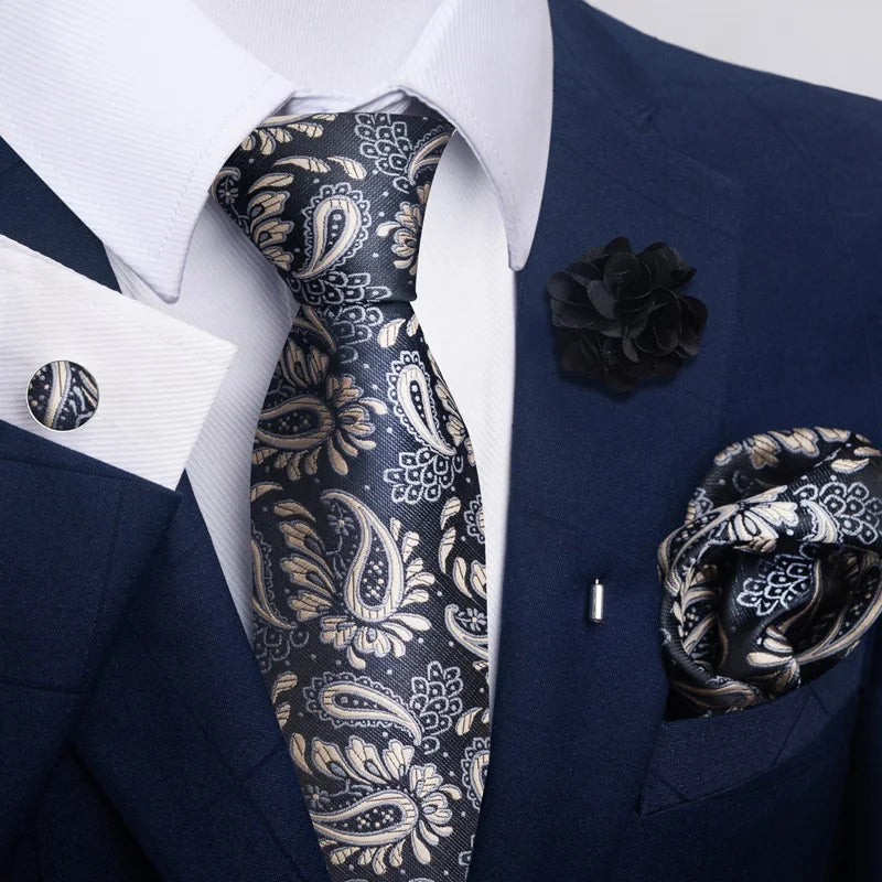 M&T Wear - Luxury Paisley Floral Tie & Accessory Set