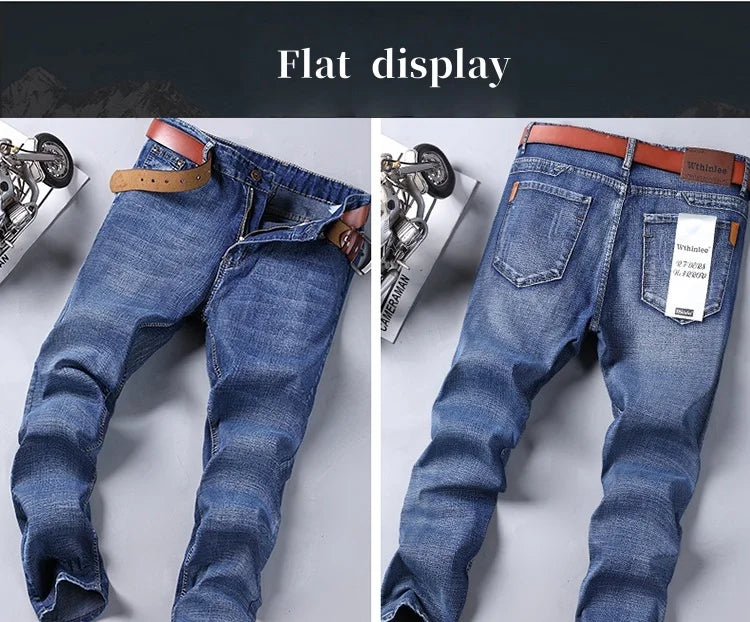 M&T Wear - Mens Denim Pants Spring Casual Business Straight Fit Loose Elasticated Jeans Stylish Comfortable Pants for Work and Daily Wear