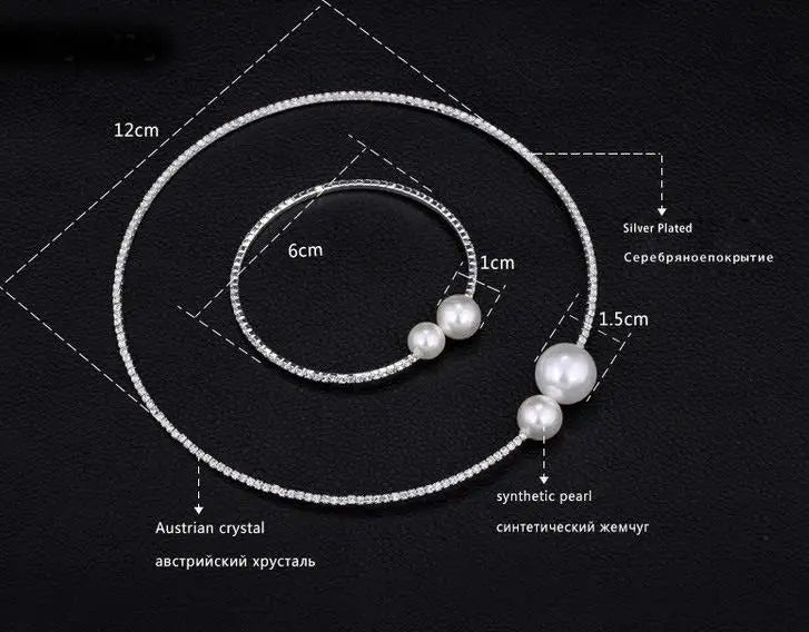 M&T Wear - Pearl and Crystal Wedding Jewelry Set for Women