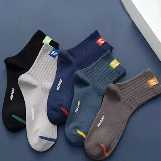 M&T Wear - 5 Pairs Trendy Mid-Calf Thermal Sports Socks for Men