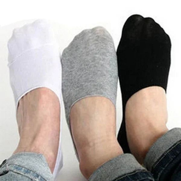M&T Wear - 5 Pairs Men's Invisible Non-Slip Cotton Boat Socks