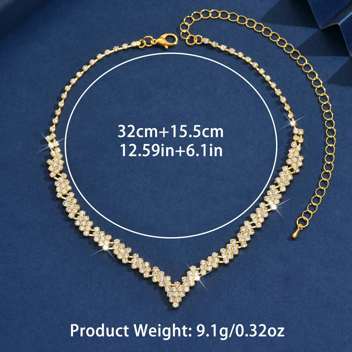 M&T Wear - Light Luxury Women's Necklace, Multi-Color Chain with Rhinestones