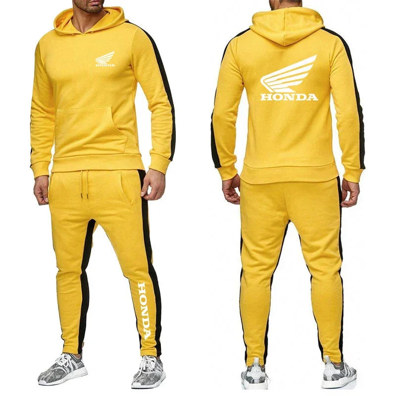 M&T Wear - 2025 Men Tracksuit Honda motor Wing Printed Hoodie Suits Hooded Sweatshirt+Pants 2 Pieces Men Sets Running Fitness Men Clothing