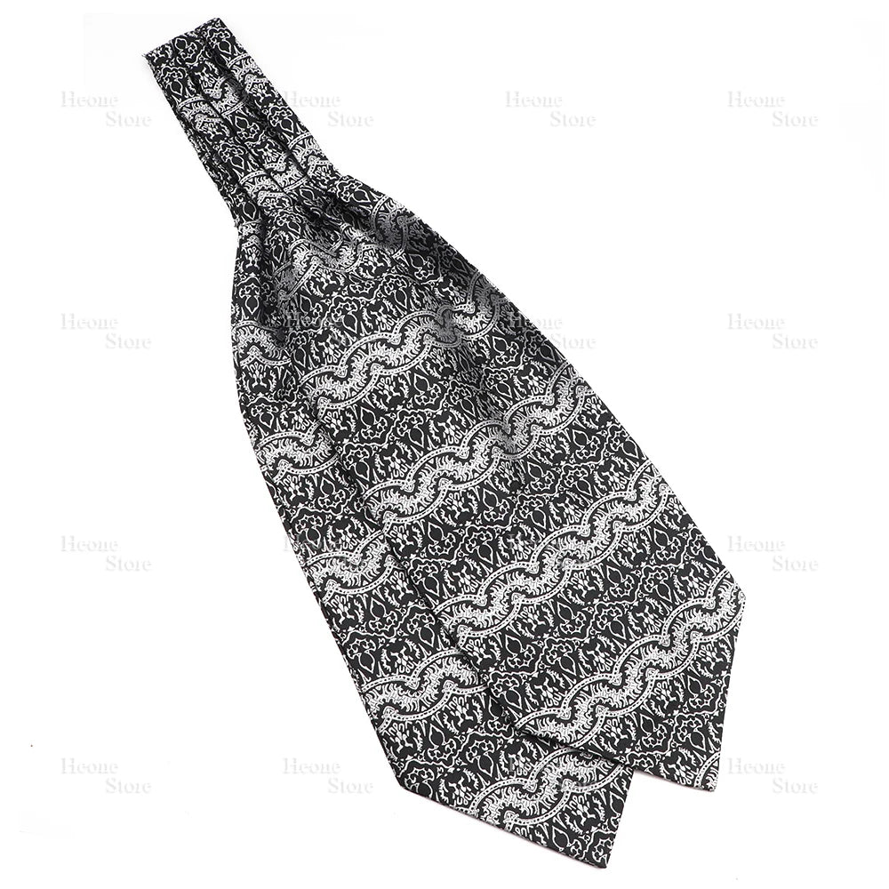 Luxury Mens Scarf Tie Solid Color Dot Geometric Pattern Floral Jacquard Woven Polyester Silk Ascot Cravat Tuxedo Suit Shirt Gift