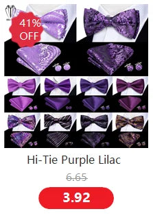 Hi-Tie 60 Color Classic Bow Ties for Men Silk Butterfly Pre-Tied Male Bowtie Pocket Square Cufflinks Set Jacquard Paisley Floral