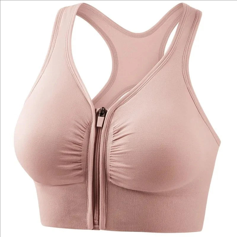 M&T Wear - Women's sports bra fitness top front zipper design sports vest fashionable bra yoga gym sports bra