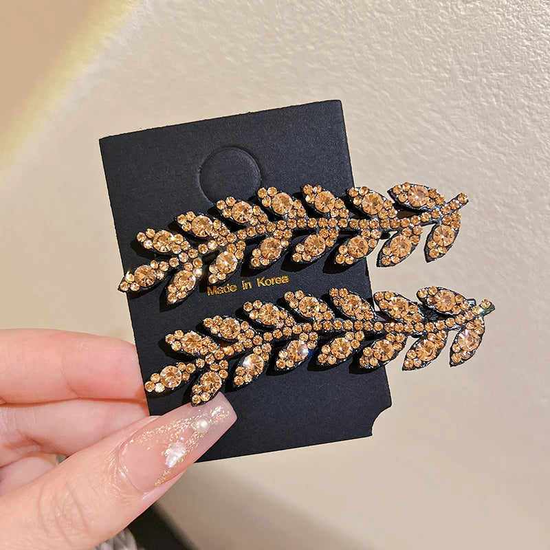 M&T Wear - Elegant Sparkling Wheat Hair Clips 2/4pcs Rhinestone Hair Accessories