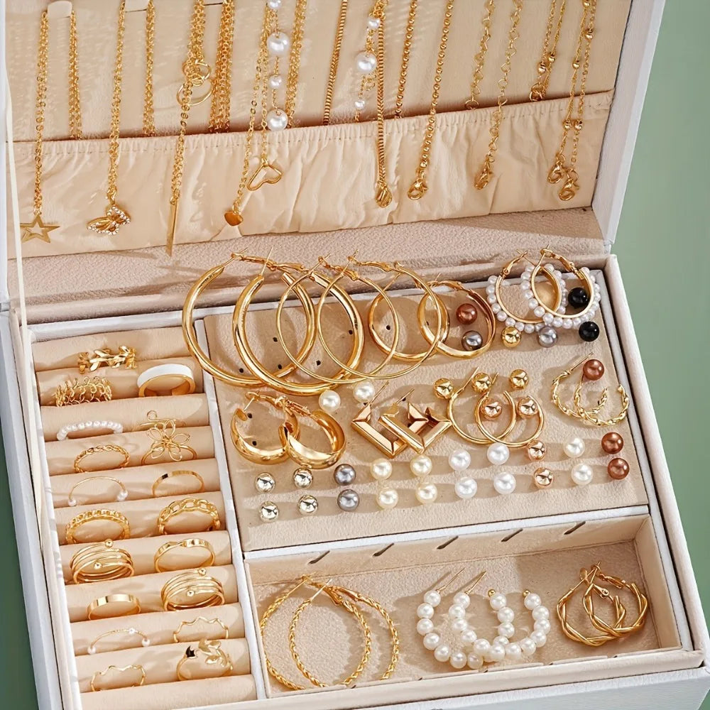 M&T Wear - 86-Piece Women's Jewelry Set, Necklaces, Earrings & Rings for Everyday and Party Wear