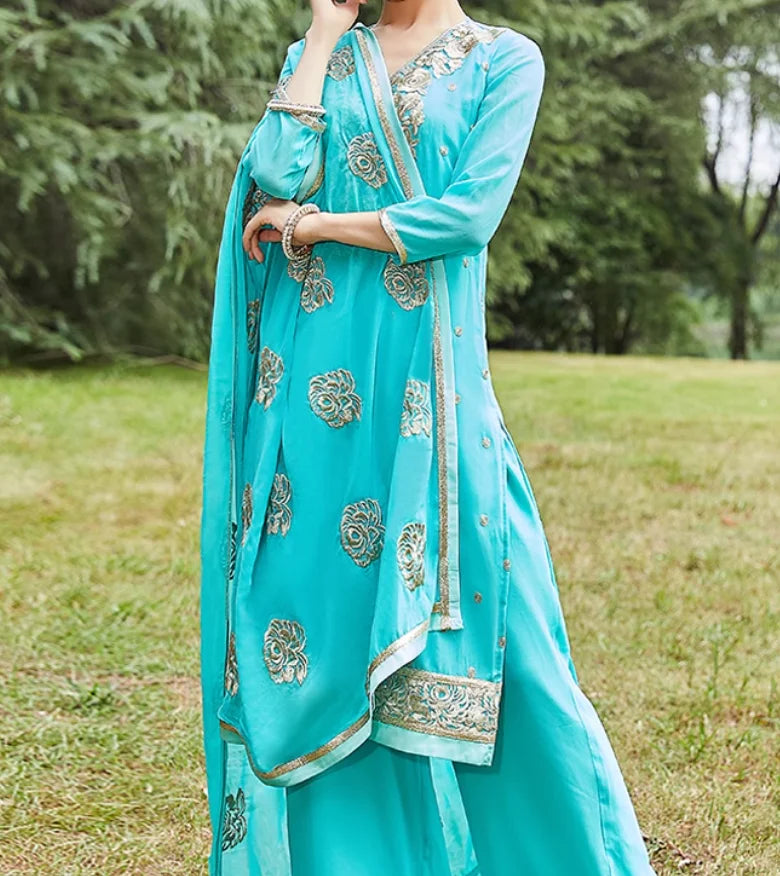 M&T Wear - Traditional Women's Ethnic Dance Costume Sari Next  Chaabi Three Piece Set