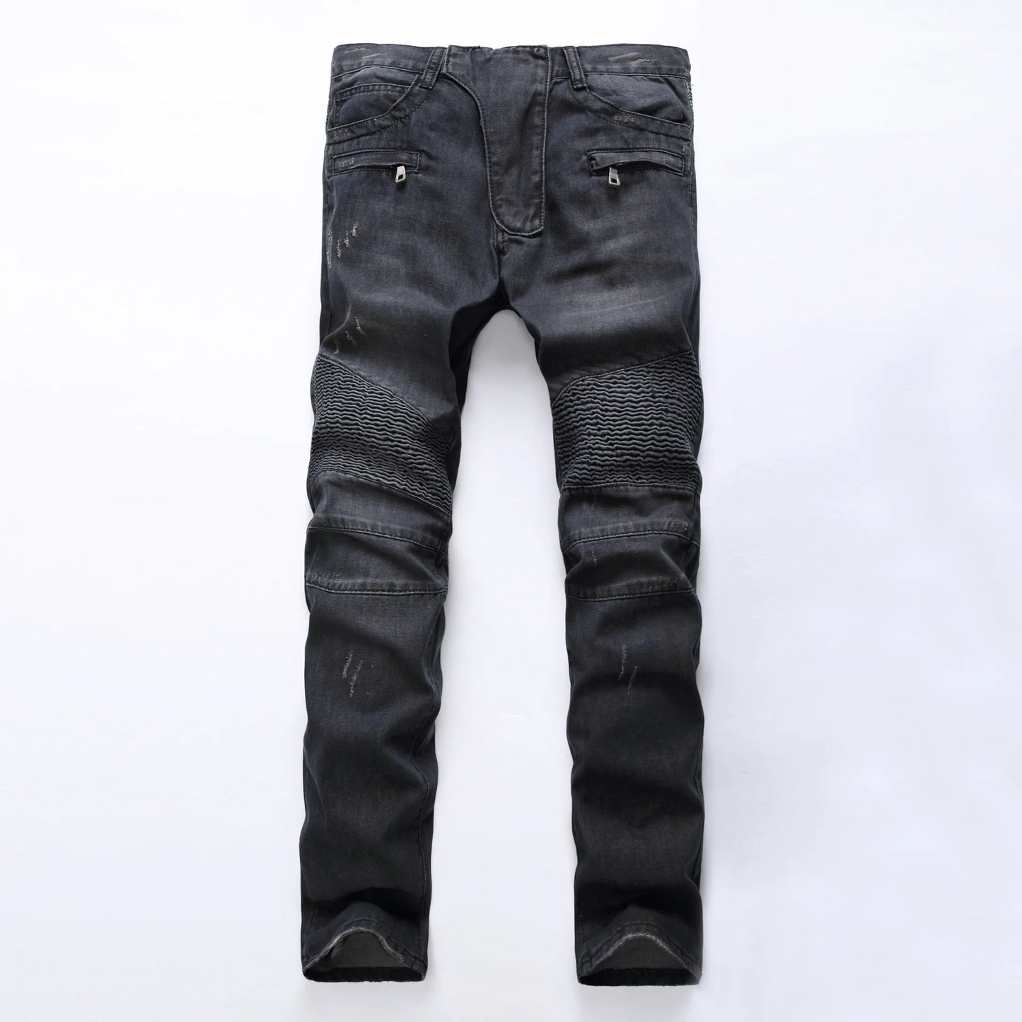 M&T Wear - Jeans Men Long Pants Denim Pant High Waist Simple Zipper Splice Casual Regular Slim Fit Straight Trousers Autumn Winter