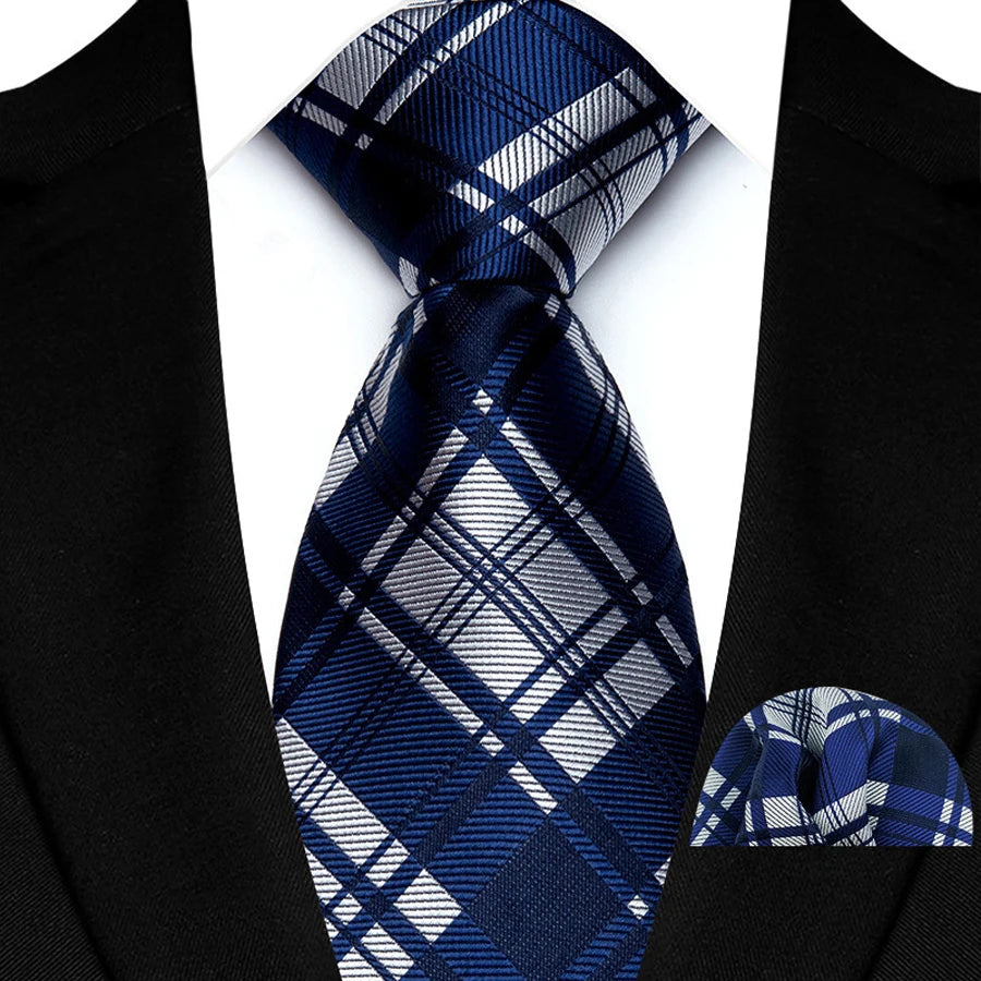 M&T Wear - Luxury Navy Solid 8cm NeckTie & Pocket Square Set