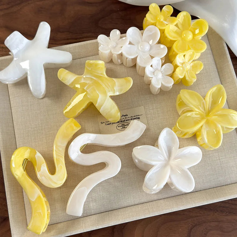 M&T Wear - Hawaii Plumeria Hair Claw Clips 2025 Non-Slip Flower Hair Accessories