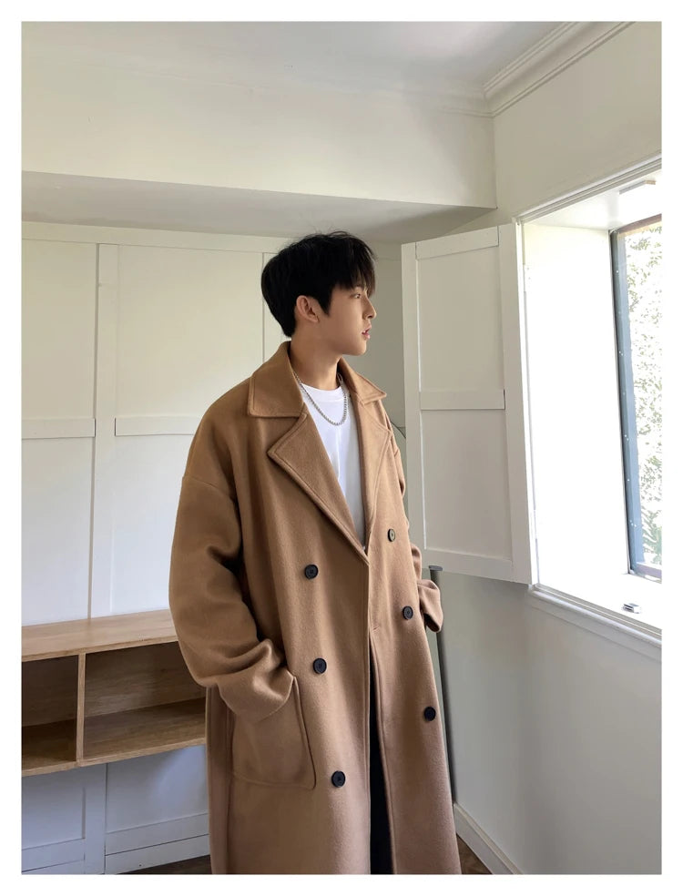 M&T Wear - Thick Korean Vintage Long Woolen Trench Coat for Men