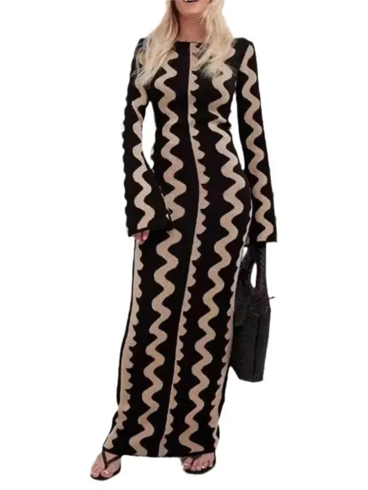 M&T Wear - Elegant Ribbed Knit Maxi Dress