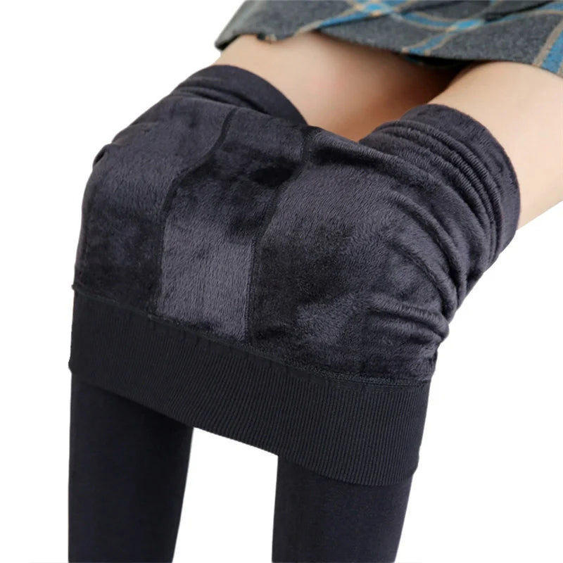 M&T Wear - Winter Women Solid Warm Leggings with High Waist and Fleece