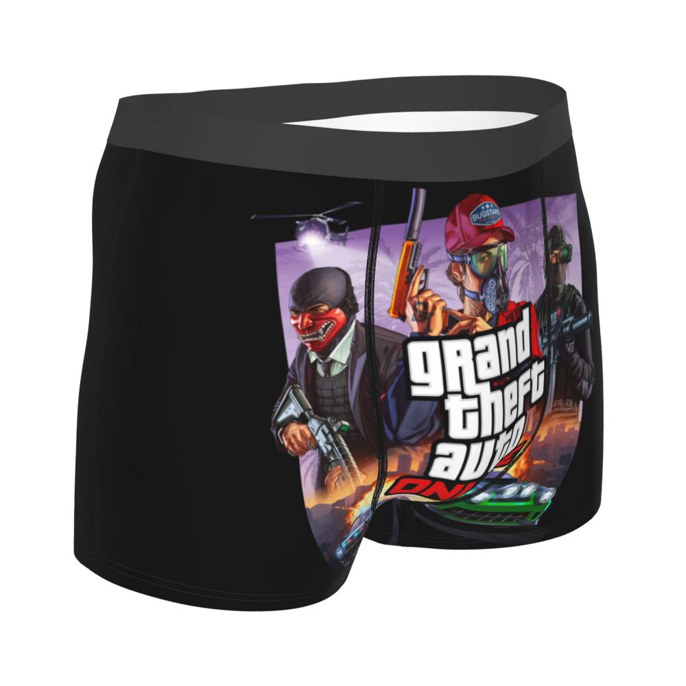 M&T Wear - Custom Grand Theft Auto Adventure Game Underwear Men Breathable GTA Boxer Briefs Shorts Panties Soft Underpants For Homme