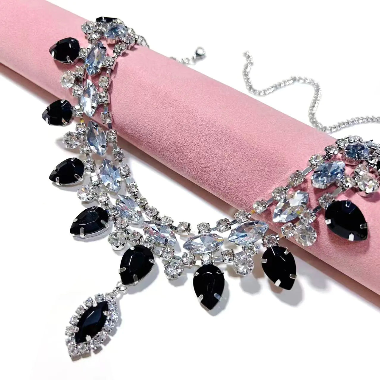 M&T Wear - Black Water Droplet Rhinestone Choker Necklace