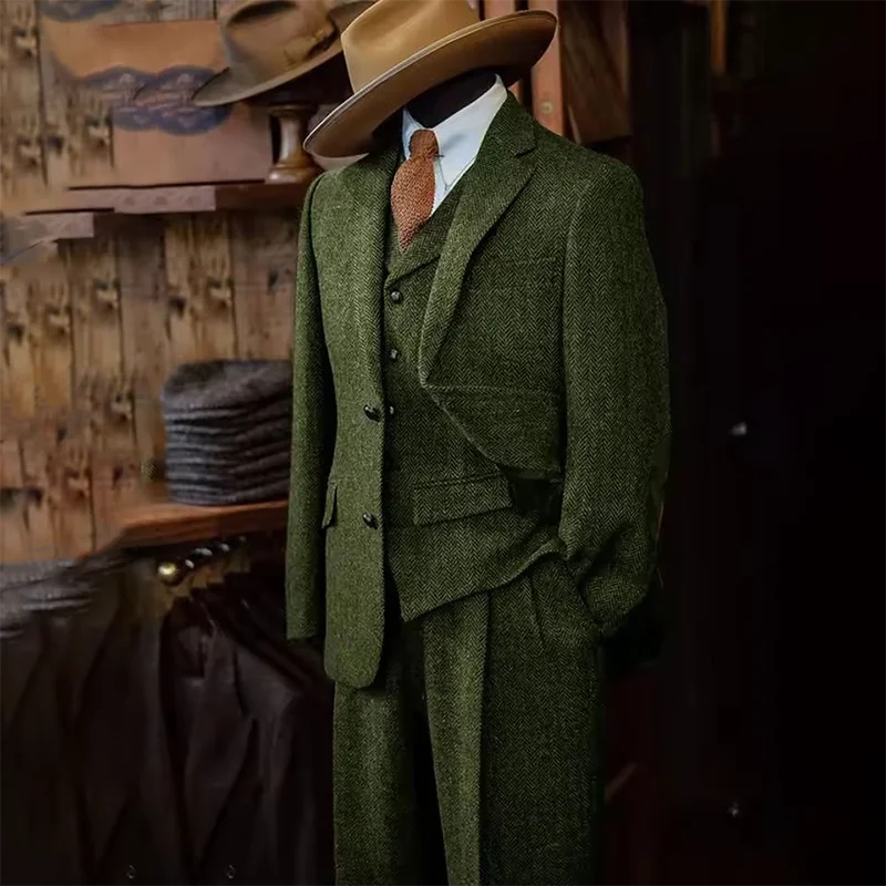 M&T Wear Men’s 3-Piece Herringbone Suit – Luxury 2025 Edition