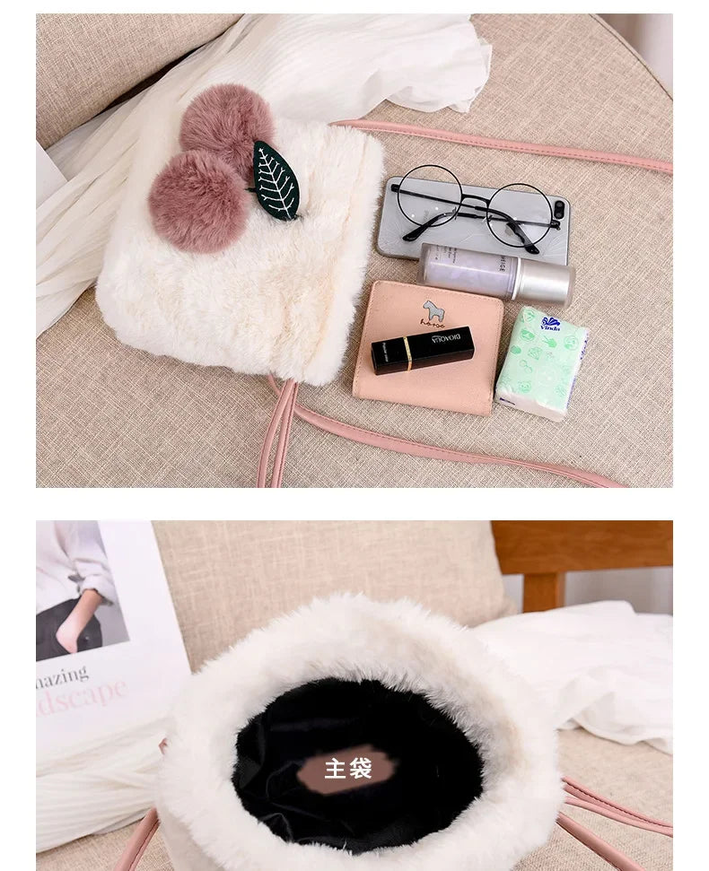 M&T Wear – Women’s Faux Fur Crossbody Bag | Cute Plush String Shoulder Purse