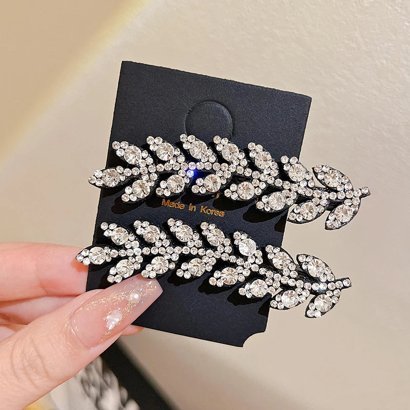 M&T Wear - Elegant Sparkling Wheat Hair Clips 2/4pcs Rhinestone Hair Accessories