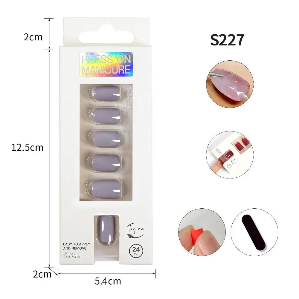M&T Wear – 24PCS Coffin & Square Press-On Nails with Glue Stick