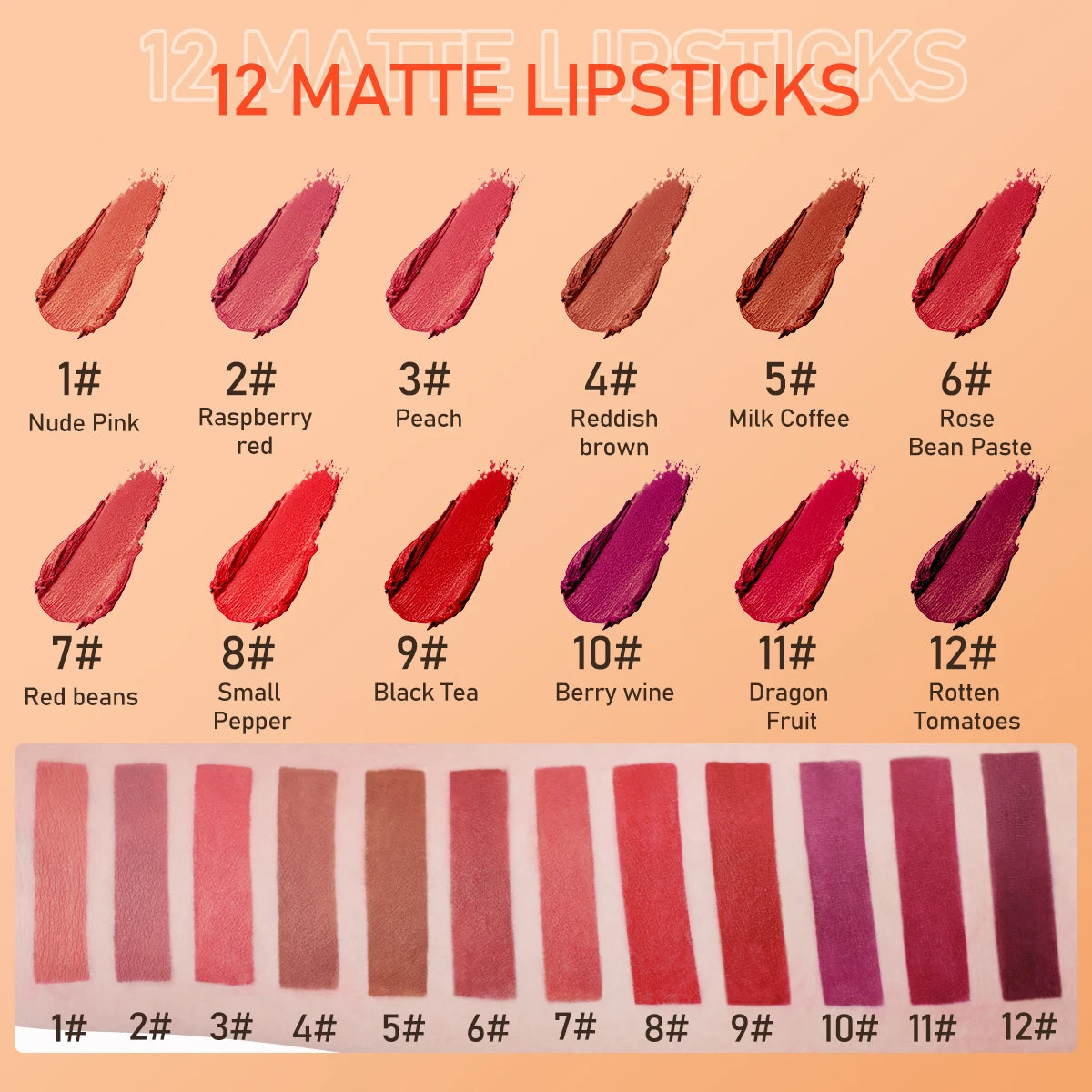 M&T Wear - IMAGIC Long-Lasting Matte Lipstick – 12 Shades of Smooth, Waterproof, and Moisturizing Lip Color