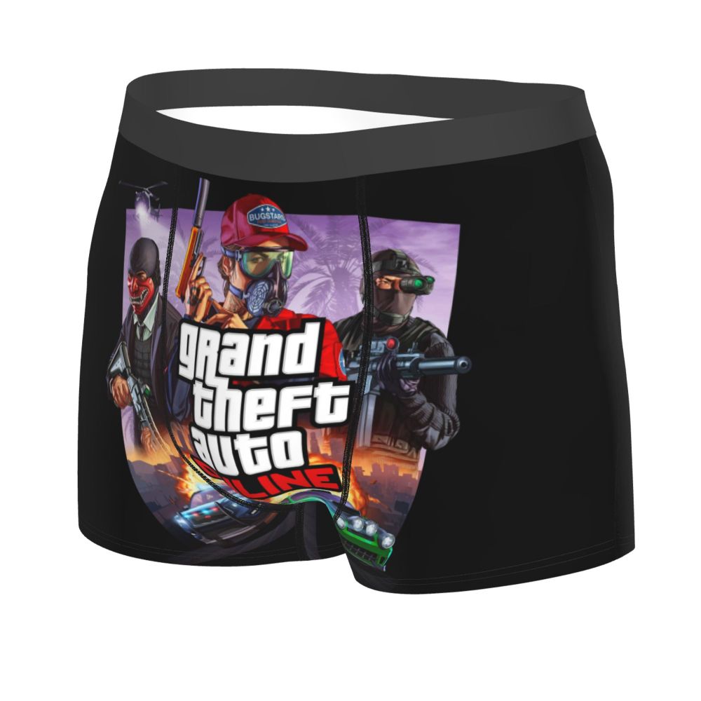 M&T Wear - Custom Grand Theft Auto Adventure Game Underwear Men Breathable GTA Boxer Briefs Shorts Panties Soft Underpants For Homme