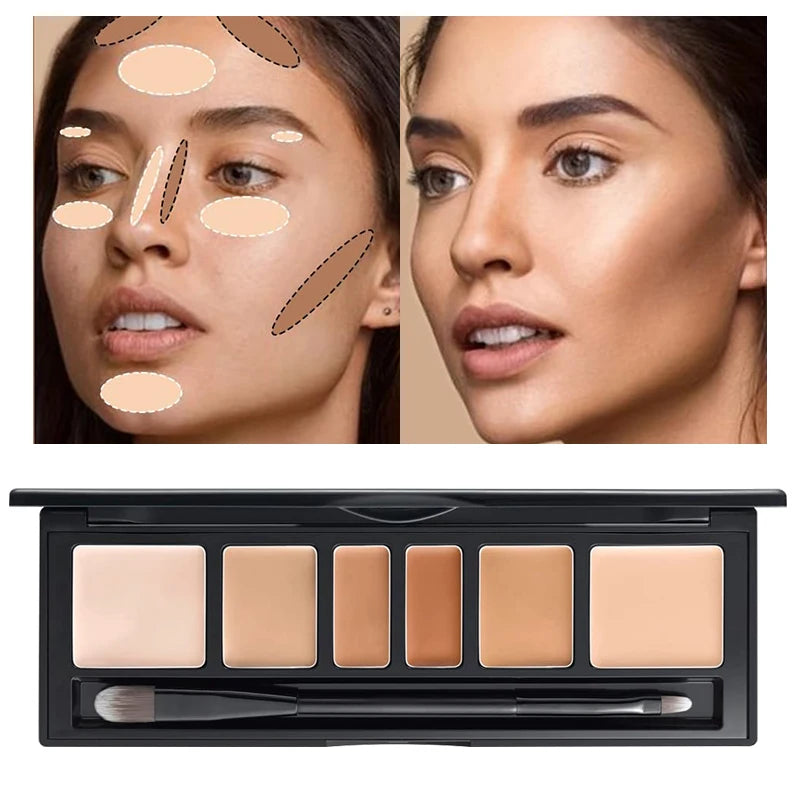 M&T Wear – 6-Color Full Coverage Concealer Palette with Brush