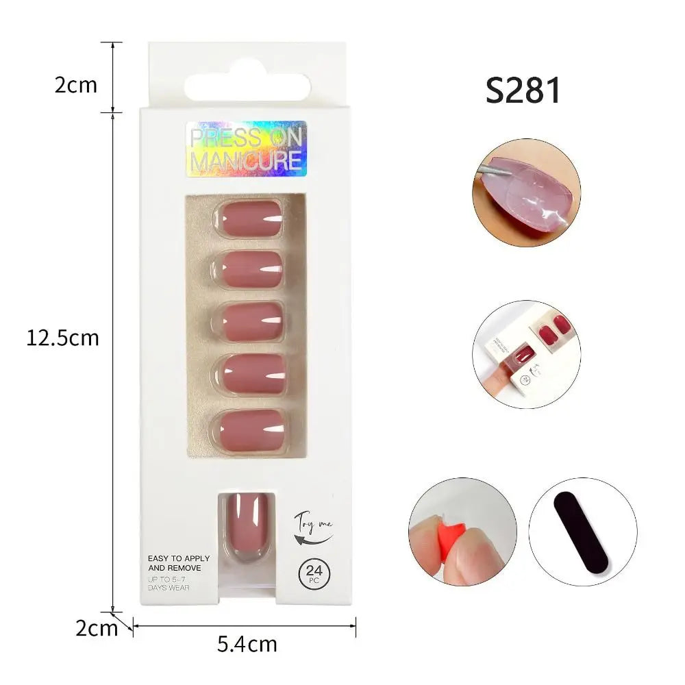 M&T Wear – 24PCS Coffin & Square Press-On Nails with Glue Stick
