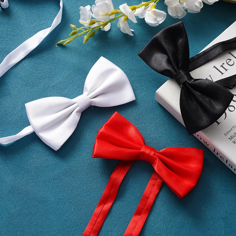 Classic Men Bowtie Boys Grils Children Bow Tie Fashion Solid Color Green Red Black White Green Wedding Ties Accessories