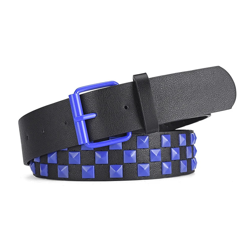 M&T Wear - Personalized Rivets Checkerboard Punk Belt