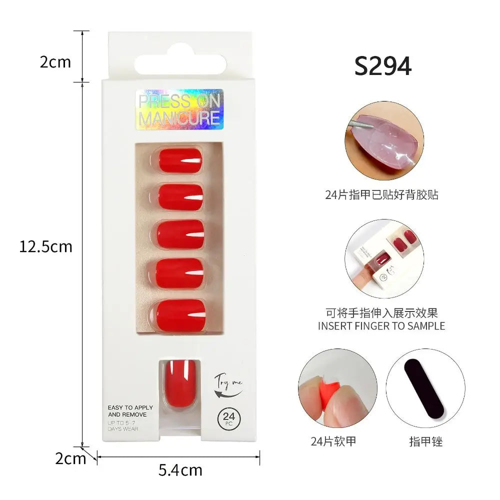 M&T Wear – 24PCS Coffin & Square Press-On Nails with Glue Stick