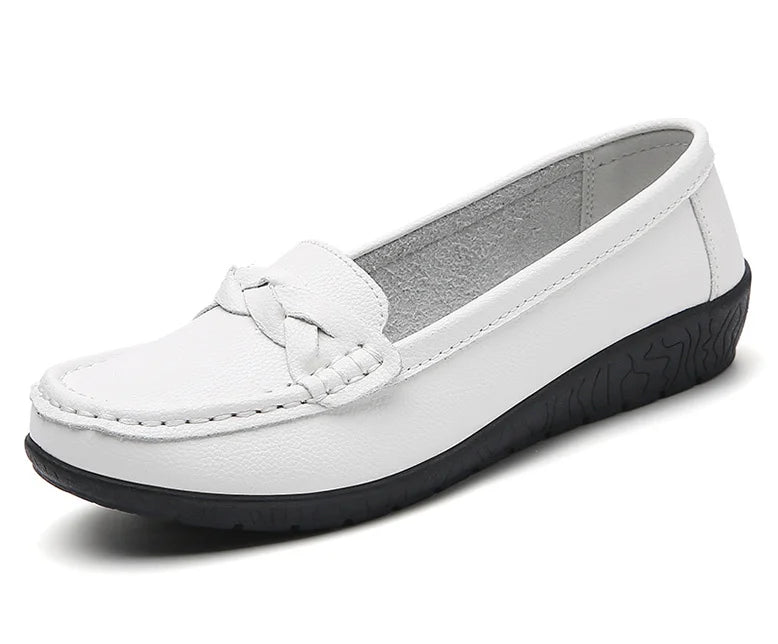 M&T Wear- New Soft Leather Flat Shoes Women's Loafers Flats Casual Shoes Women Footwear Female White Zapatos De Mujer