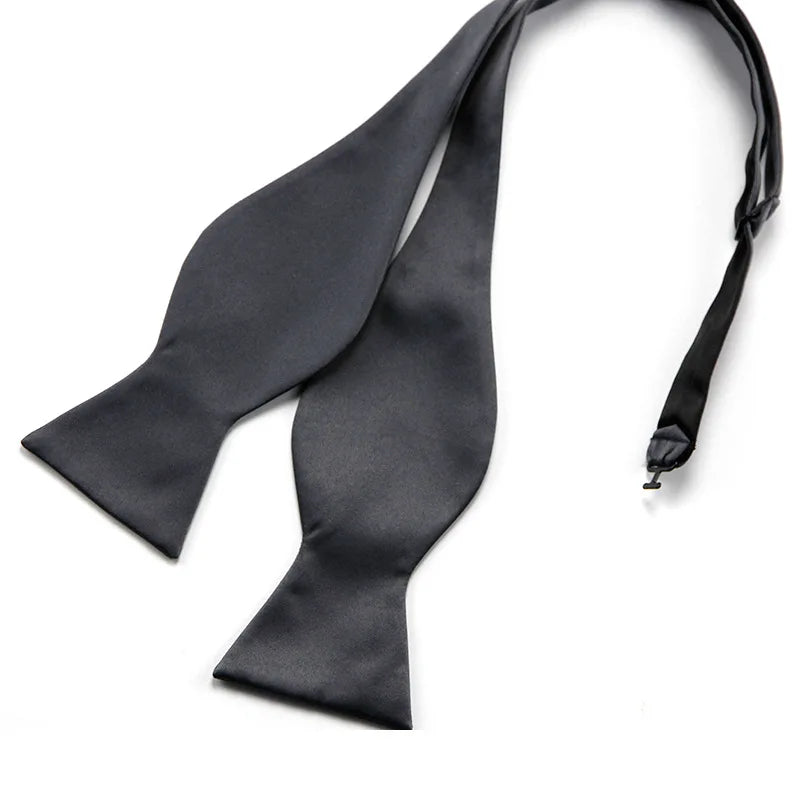 Men's Formal Pre-tied Adjustable Bow Tie Solid Color Elegant Wedding Party Event Bulk Wholesale Easy Wear British Style