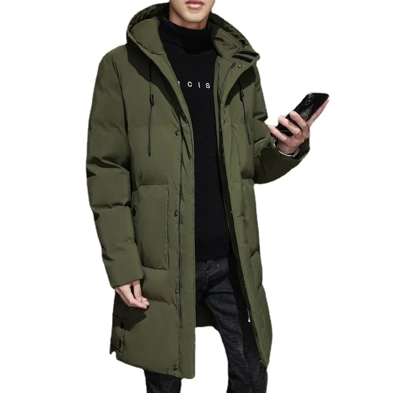 M&T Wear - Men’s Long Winter Down Jacket – Thick Warm Hooded Parka Coat