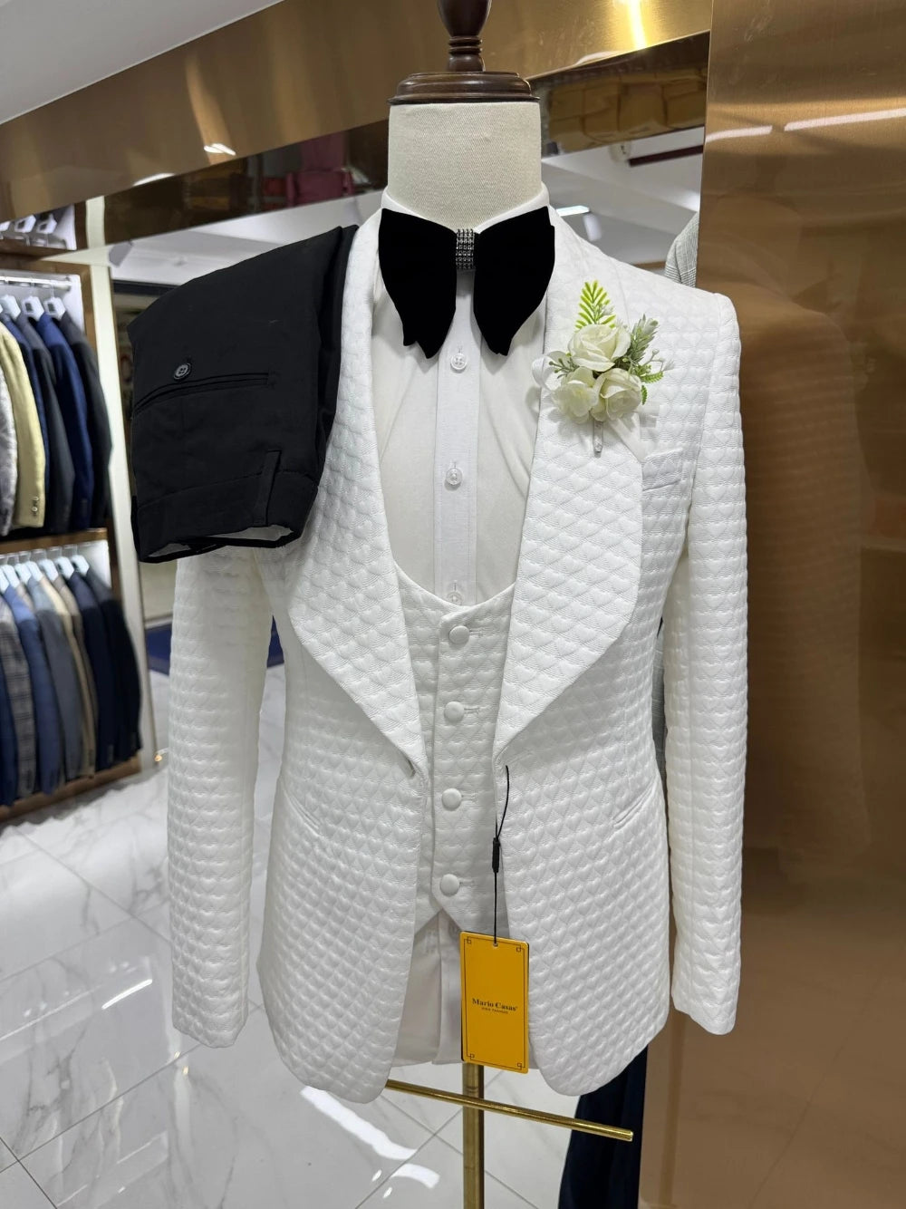 M&T Wear Men’s 3-Piece Jacquard Suit – High-End Wedding & Party Attire