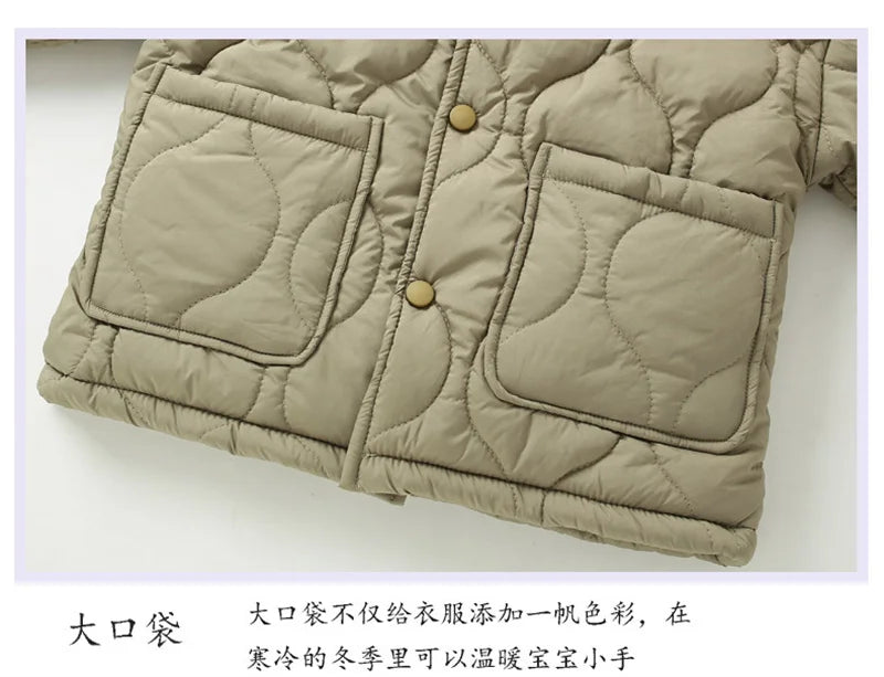 M&T Wear - Kids Boys Girls Jackets Children Winter Fleece Down Coat Toddler Padded Warm Windproof Outerwear Boy Autumn Plus Velvet Clothes