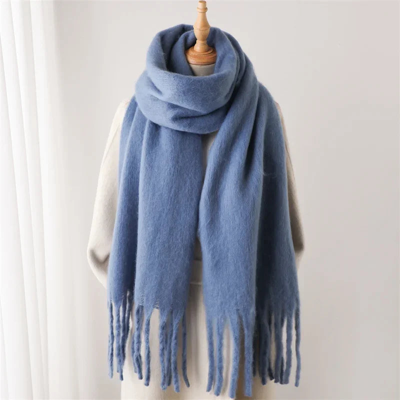 M&T Wear - Winter Scarf for Women Cashmere Warm Solid Pashmina Blanket Wraps Female Thick Soft Bufanda Big Tassel Shawl Long Poncho Echarpe